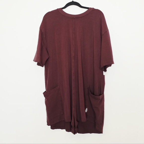 NWT Free People Movement Brown Cotton Blend Hot Shot Tee Romper Women Size L - Picture 5 of 8
